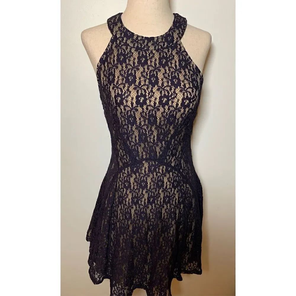 Blue lace dress size small form fitting
